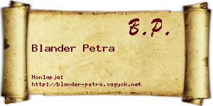 Blander Petra névjegykártya